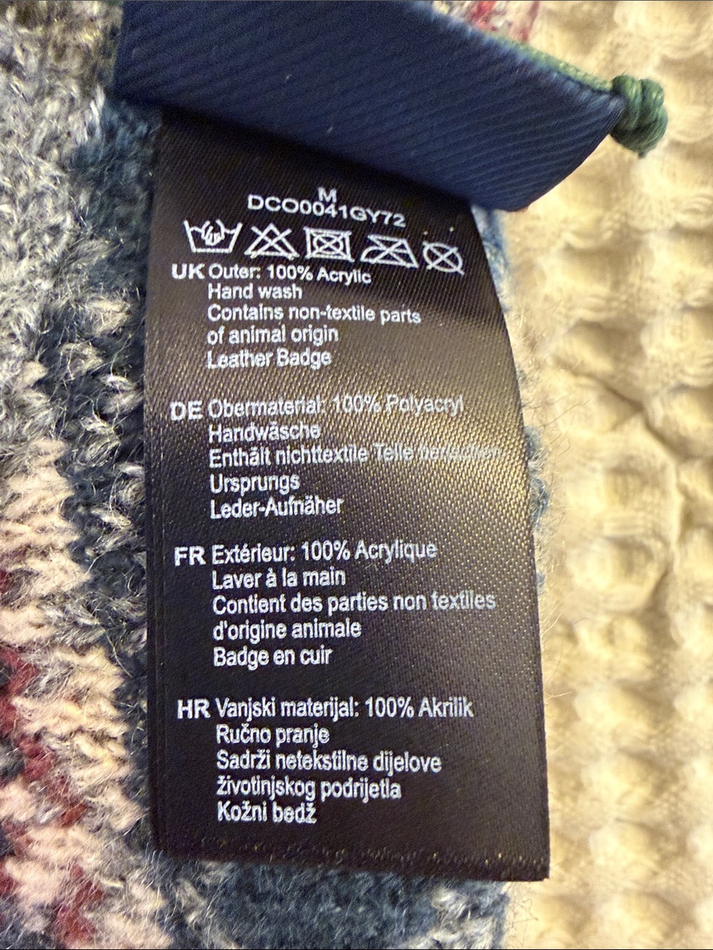 Barbour Gray Fair Isle dog Sweater with Blue and Red Accents - Picture 8 of 10